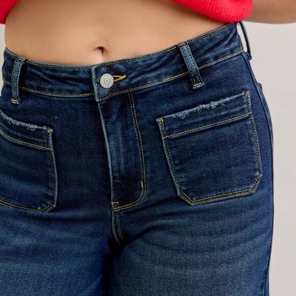 Judy Blue High Waist Palazzo Jeans with Front Patch Pockets - Picture 6 of 6